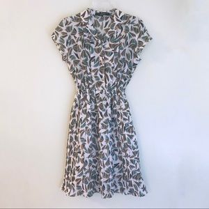 Vintage Safari Linen Dress with Pleated Skirt